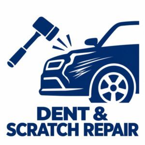 Dent and scratch repair icon showing damage on a car body panel